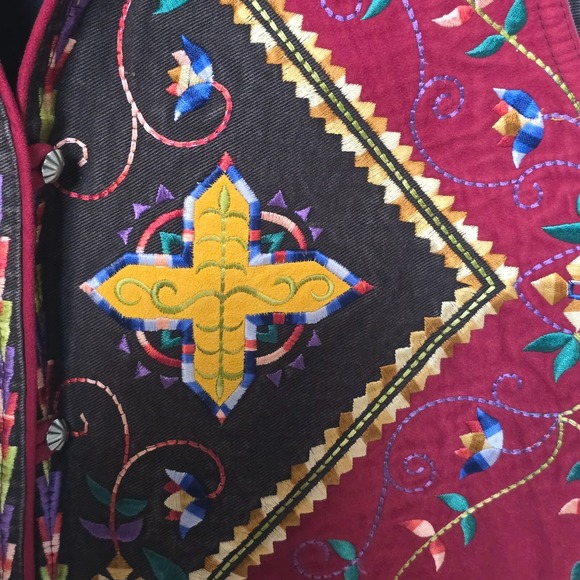 Vintage Hairston Roberson Ropa Vest Womens Medium Embroidered Western Boho Rodeo - Picture 5 of 8